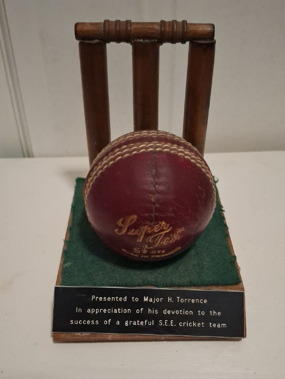 Supreme Burgundy Leather Cricket Ball with Gold Logo
